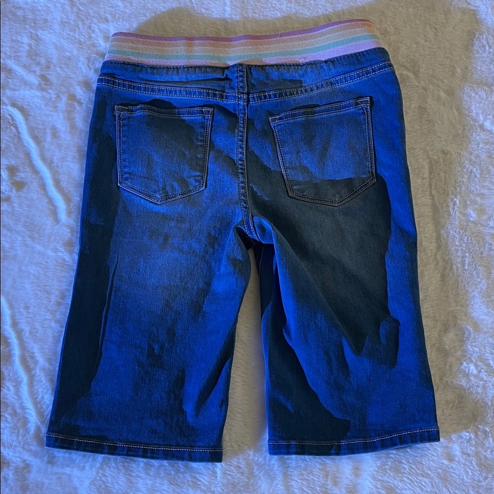 Vigoss Blue Denim Shorts with Rainbow Elastic Waist SZ L  12-14 - Picture 5 of 5
